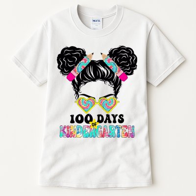 100 Days Of Kindergarten Girls Messy 100th Day Of School Tall T-Shirt