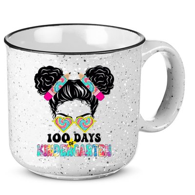 100 Days Of Kindergarten Girls Messy 100th Day Of School 15oz Campfire Ceramic Mug