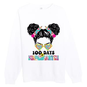 100 Days Of Kindergarten Girls Messy 100th Day Of School Premium Crewneck Sweatshirt