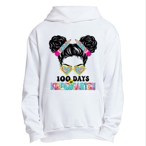 100 Days Of Kindergarten Girls Messy 100th Day Of School Urban Pullover Hoodie