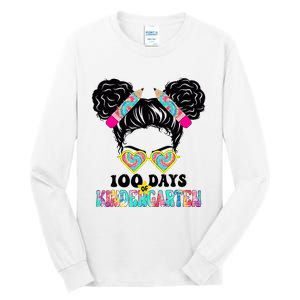 100 Days Of Kindergarten Girls Messy 100th Day Of School Tall Long Sleeve T-Shirt