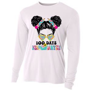 100 Days Of Kindergarten Girls Messy 100th Day Of School Cooling Performance Long Sleeve Crew