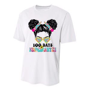 100 Days Of Kindergarten Girls Messy 100th Day Of School Performance Sprint T-Shirt