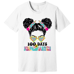 100 Days Of Kindergarten Girls Messy 100th Day Of School Premium T-Shirt