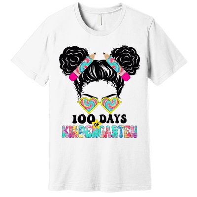 100 Days Of Kindergarten Girls Messy 100th Day Of School Premium T-Shirt