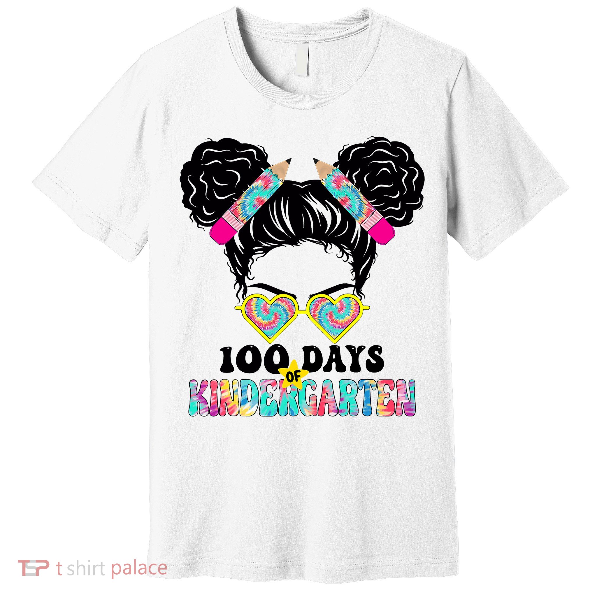 100 Days Of Kindergarten Girls Messy 100th Day Of School Premium T-Shirt