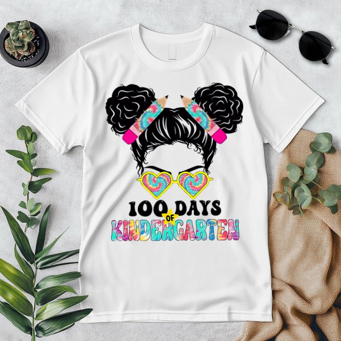 100 Days Of Kindergarten Girls Messy 100th Day Of School Premium T-Shirt