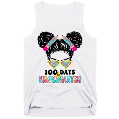 100 Days Of Kindergarten Girls Messy 100th Day Of School Tank Top