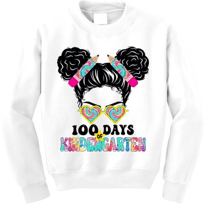 100 Days Of Kindergarten Girls Messy 100th Day Of School Kids Sweatshirt