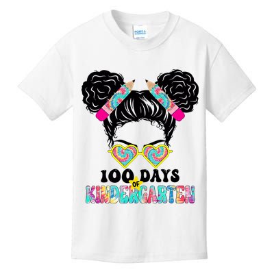 100 Days Of Kindergarten Girls Messy 100th Day Of School Kids T-Shirt