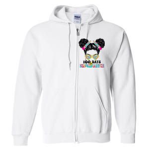 100 Days Of Kindergarten Girls Messy 100th Day Of School Full Zip Hoodie