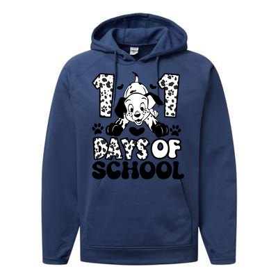 101 Days Of School Dalmatian I Survived 100 Days Of School Funnny Performance Fleece Hoodie