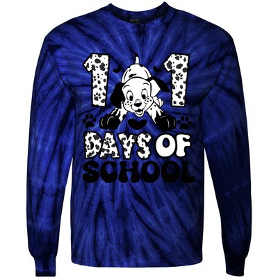 101 Days Of School Dalmatian I Survived 100 Days Of School Funnny Tie-Dye Long Sleeve Shirt