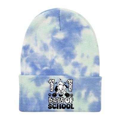 101 Days Of School Dalmatian I Survived 100 Days Of School Funnny Tie Dye 12in Knit Beanie