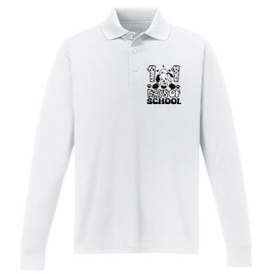 101 Days Of School Dalmatian I Survived 100 Days Of School Funnny Performance Long Sleeve Polo