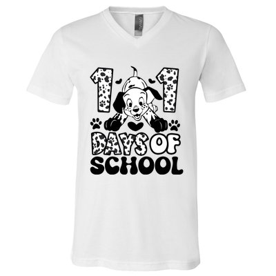 101 Days Of School Dalmatian I Survived 100 Days Of School Funnny V-Neck T-Shirt