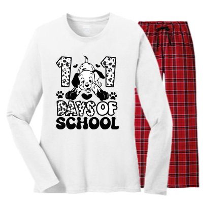 101 Days Of School Dalmatian I Survived 100 Days Of School Funnny Women's Long Sleeve Flannel Pajama Set 