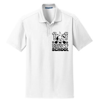 101 Days Of School Dalmatian I Survived 100 Days Of School Funnny Dry Zone Grid Polo