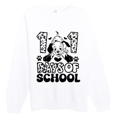 101 Days Of School Dalmatian I Survived 100 Days Of School Funnny Premium Crewneck Sweatshirt