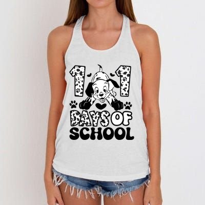 101 Days Of School Dalmatian I Survived 100 Days Of School Funnny Women's Knotted Racerback Tank