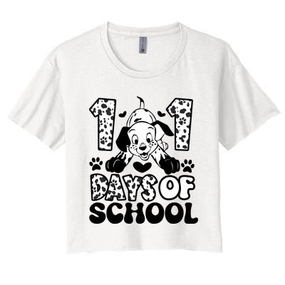 101 Days Of School Dalmatian I Survived 100 Days Of School Funnny Women's Crop Top Tee