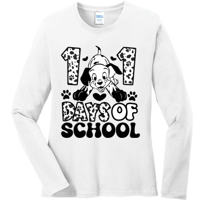 101 Days Of School Dalmatian I Survived 100 Days Of School Funnny Ladies Long Sleeve Shirt