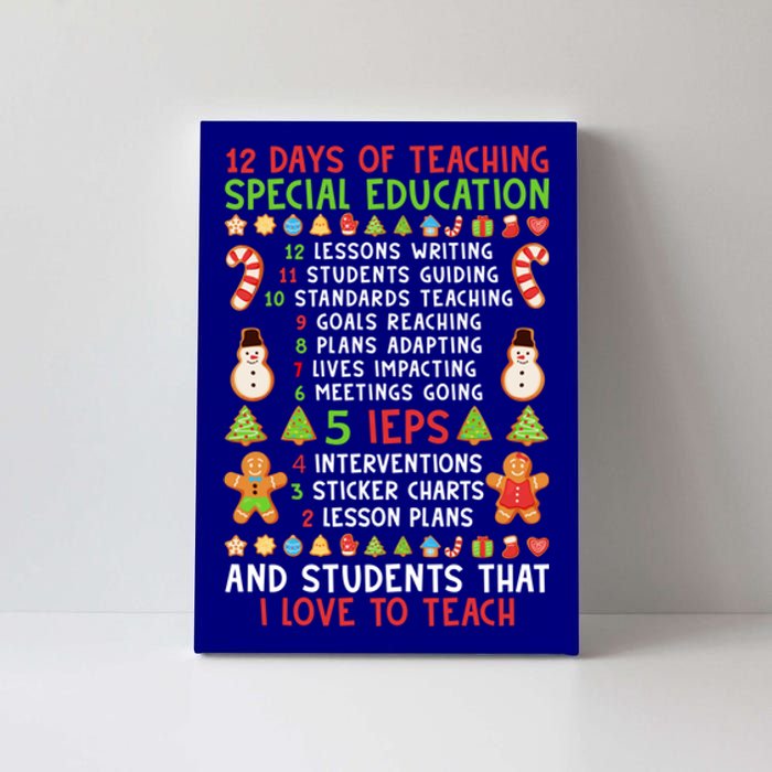 12 Days Of Teaching Special Education Ieps Sped Teacher Xmas Gift Canvas