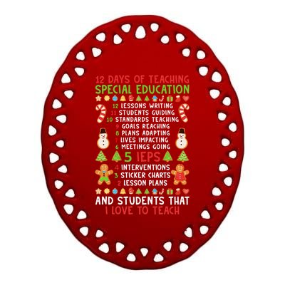 12 Days Of Teaching Special Education Ieps Sped Teacher Xmas Gift Ceramic Oval Ornament