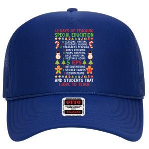 12 Days Of Teaching Special Education Ieps Sped Teacher Xmas Gift High Crown Mesh Back Trucker Hat