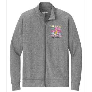 100 Days Of School Coquette Bow 100th Day Of School Stretch Full-Zip Cadet Jacket