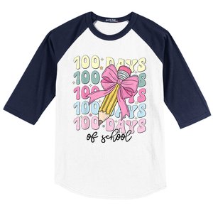 100 Days Of School Coquette Bow 100th Day Of School Baseball Sleeve Shirt