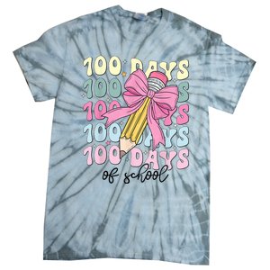 100 Days Of School Coquette Bow 100th Day Of School Tie-Dye T-Shirt