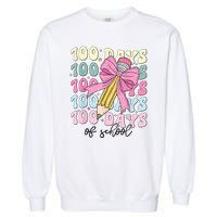 100 Days Of School Coquette Bow 100th Day Of School Garment-Dyed Sweatshirt