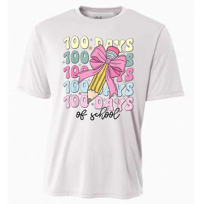 100 Days Of School Coquette Bow 100th Day Of School Cooling Performance Crew T-Shirt