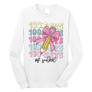 100 Days Of School Coquette Bow 100th Day Of School Long Sleeve Shirt