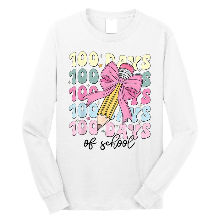 100 Days Of School Coquette Bow 100th Day Of School Long Sleeve Shirt