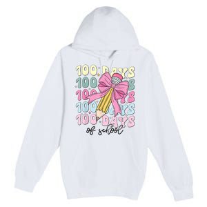 100 Days Of School Coquette Bow 100th Day Of School Premium Pullover Hoodie