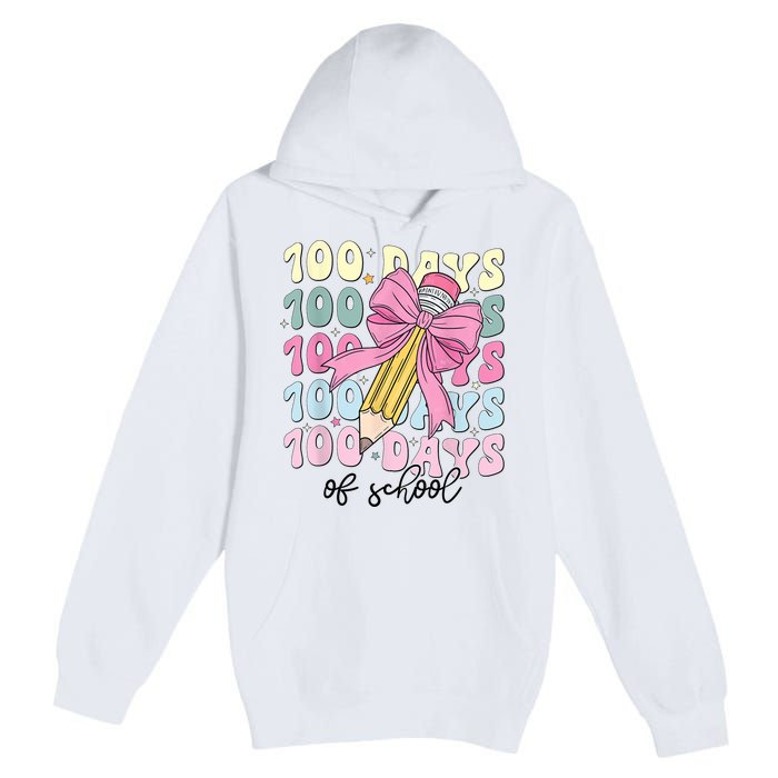 100 Days Of School Coquette Bow 100th Day Of School Premium Pullover Hoodie