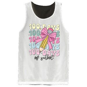 100 Days Of School Coquette Bow 100th Day Of School Mesh Reversible Basketball Jersey Tank