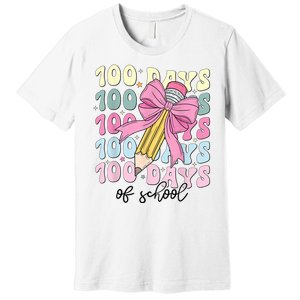 100 Days Of School Coquette Bow 100th Day Of School Premium T-Shirt