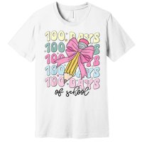 100 Days Of School Coquette Bow 100th Day Of School Premium T-Shirt