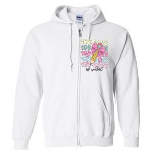 100 Days Of School Coquette Bow 100th Day Of School Full Zip Hoodie