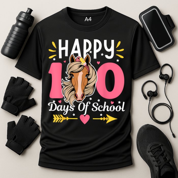100 Days Of School Horse 100th Day Smarter Teacher Cooling Performance Crew T-Shirt