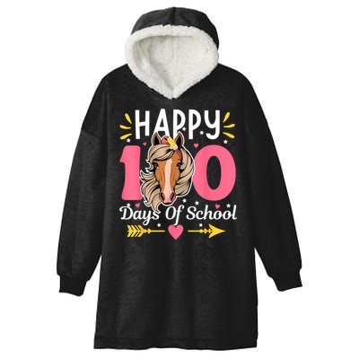 100 Days Of School Horse 100th Day Smarter Teacher Hooded Wearable Blanket