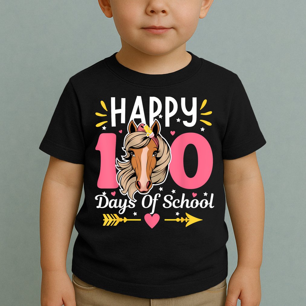 100 Days Of School Horse 100th Day Smarter Teacher Toddler T-Shirt