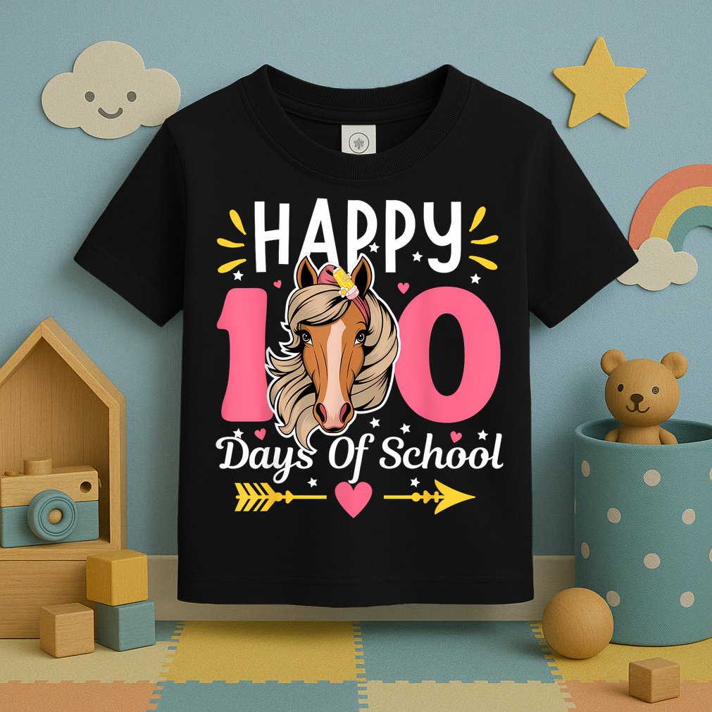 100 Days Of School Horse 100th Day Smarter Teacher Toddler T-Shirt