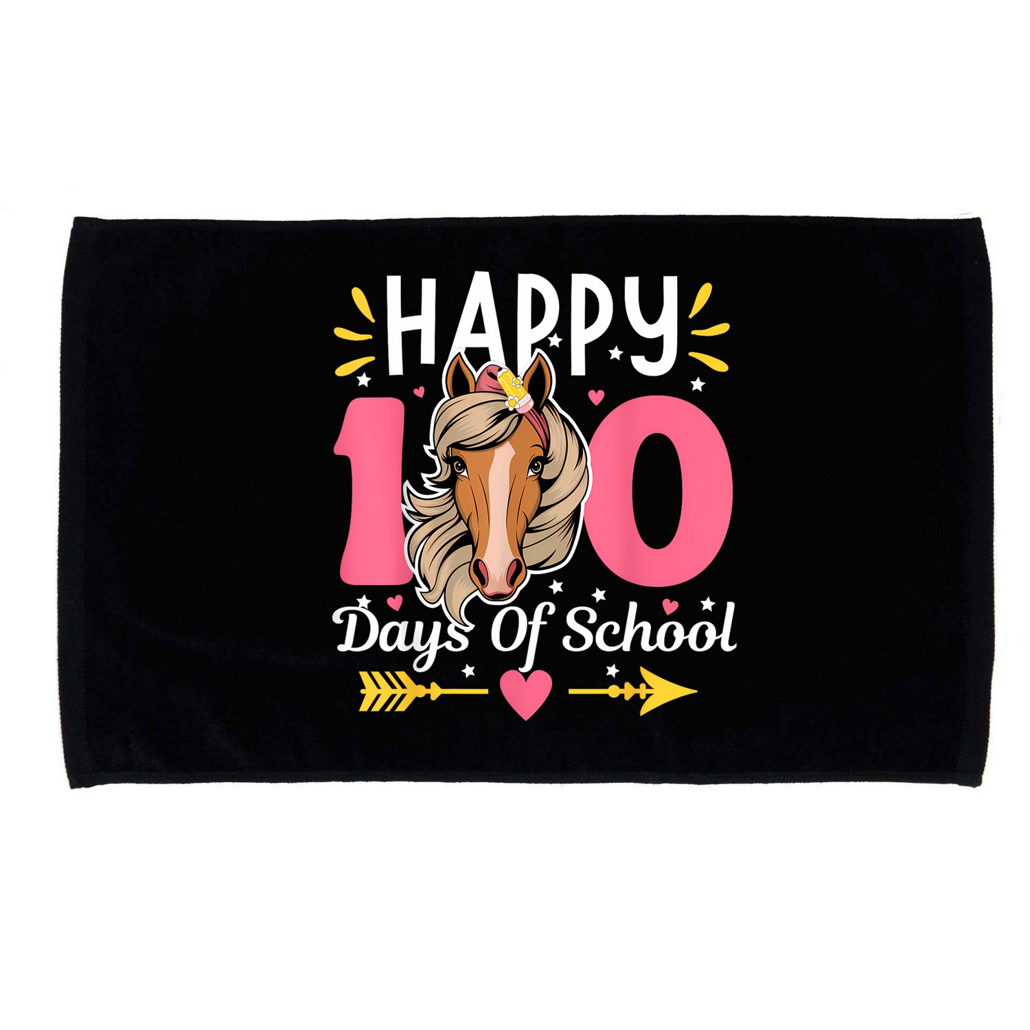 100 Days Of School Horse 100th Day Smarter Teacher Microfiber Hand Towel