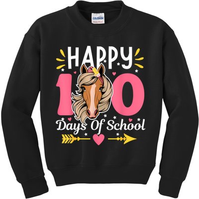 100 Days Of School Horse 100th Day Smarter Teacher Kids Sweatshirt