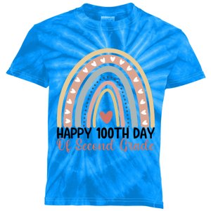 100Th Day Of School 2Nd Grade Teacher Second Grade Rainbow Gift Kids Tie-Dye T-Shirt