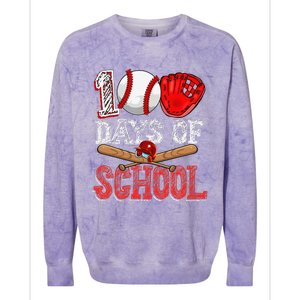 100 Days Of School Baseball 100th Day Of School Teacher Colorblast Crewneck Sweatshirt